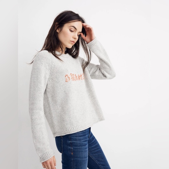 Madewell Dreamer Embroidered Alpaca Cotton Blend Keaton Pullover Sweater Size M - Picture 3 of 13